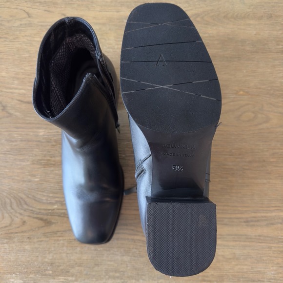 Aquatalia Short Ankle Boot-Black Genuine Leather-Made In Italy-Women's‎ Size 8.5 - Picture 13 of 14